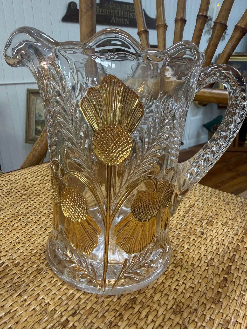 EAPG Gold Floral Pitcher