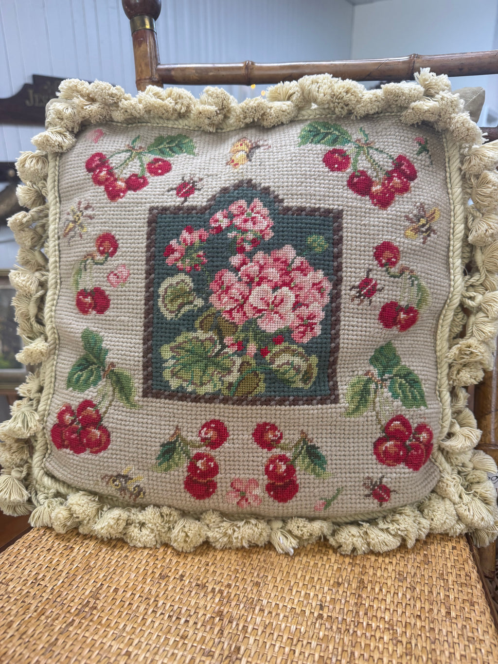 Vintage Needlepoint Pillow