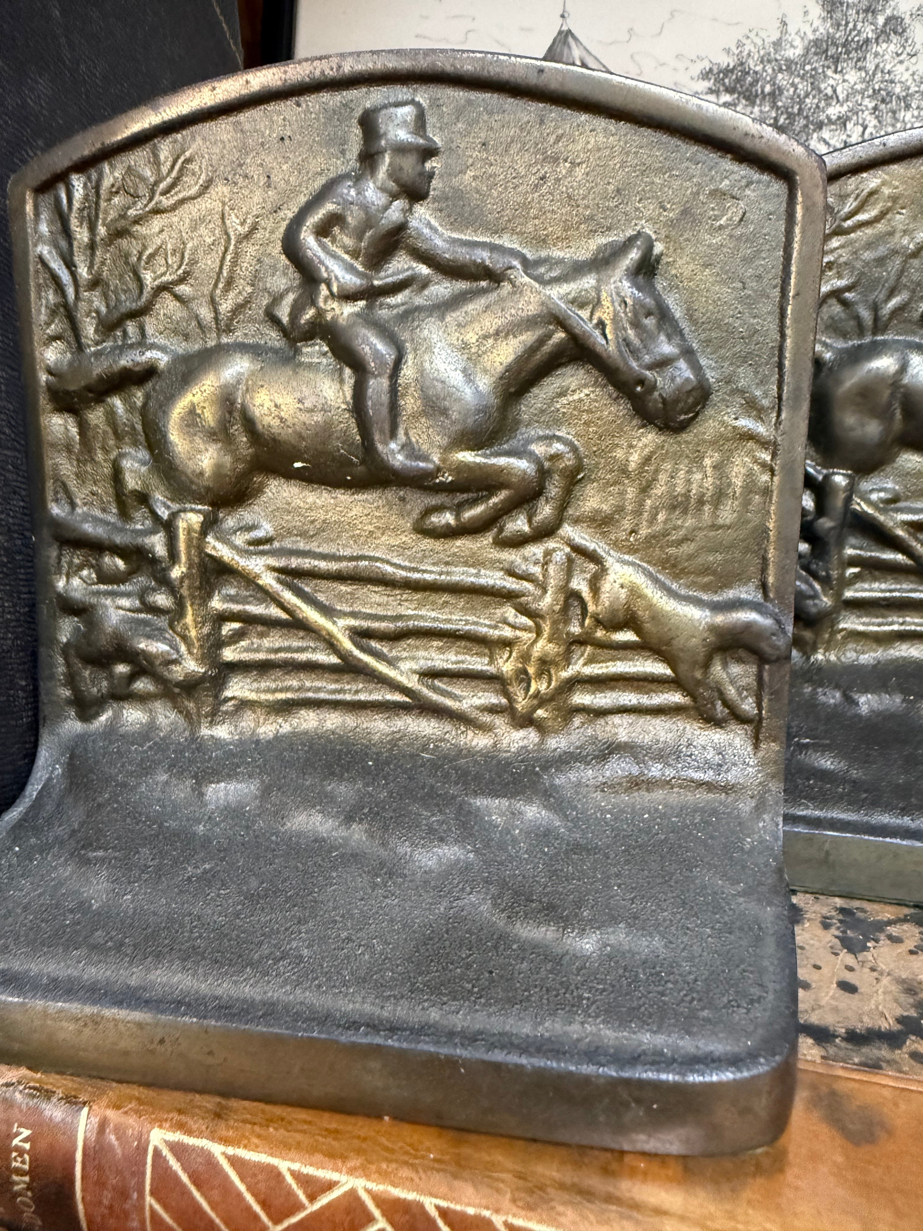 Antique Hunt Scene Bookends