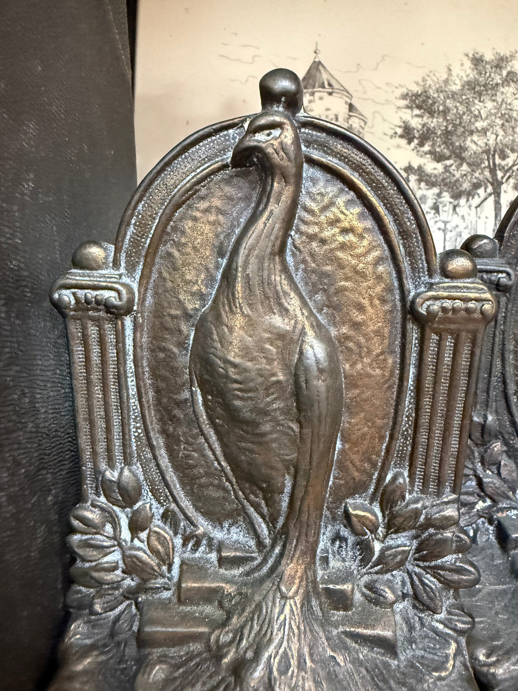 Antique Bronze Peacock Bookends